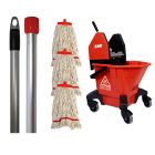 Large Interchange Kentucky Mopping Kit | 16oz Mop Heads | Red