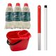 Cisne x Sundew Hygiene Mopping Starter Kit | Twine | Handle, Bucket & 3 x Mop Heads | Red